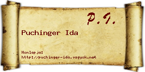 Puchinger Ida névjegykártya